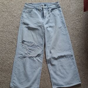 American Eagle Super High-Rise Baggy Wide Leg Ankle Jeans.